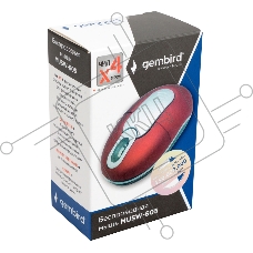 Мышь беспроводная Gembird MUSW-605 красный, 1200 dpi, радиоканал, USB, кнопки - 3