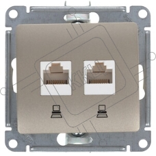 Розетка компьютерная 2-ая компьютерная RJ45+RJ45, кат.5E SE Glossa Графит