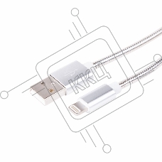 Кабель USB для iPhone 5/6/7 моделей, шнур в металлической оплетке серебристый Rexant