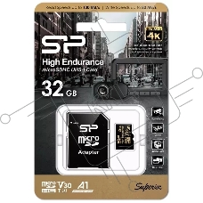 Флеш карта microSDHC 32GB Silicon Power SP032GBSTHDV3V1HSP V30 A1 + adapter