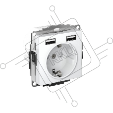 Розетка 16А с 2 USB A+A, 5В/2,4А, 2х5В/1,2А, механизм ATN000130 Schneider Electric белый