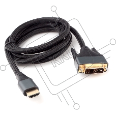 Кабель HDMI-DVI Cablexpert CC-HDMI-DVI-4K-6, 19M/19M, single link, 4K, медь, нейлоновая оплетка, метал.разъемы, 1.8м, черный, коробка