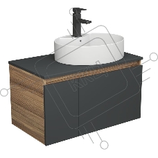 Комплект для ванной, 3 предмета (Тумба подвесная Bau Blackwood 80 графит + Раковина BAU 51х41, с отв. под см-ль, Смеситель Hotel Black, черный)