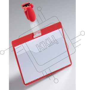Бейдж Durable 8106-03 60х90мм горизонтальный зажим+клип красный (упак.:25шт)