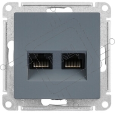 Розетка компьютерная двойная RJ45+RJ45, кат.5E, механизм ATN000785 Schneider Electric AtlasDesign Грифель