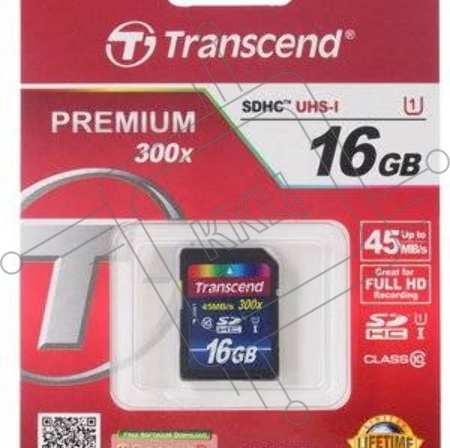 Флеш карта SDHC 16Gb Class10 Transcend TS16GSDU1 Premium w/o adapter