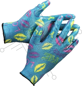 Перчатки GRINDA садовые, прозрачное нитриловое покрытие, размер L-XL, синие