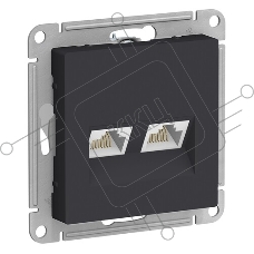 Розетка компьютерная двойная RJ45+RJ45, кат.6А, механизм SE AtlasDesign Карбон