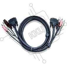 Кабель ATEN KVM USB(тип А Male)+DVI-D(Male)+2хАудио(Male) (-) USB(тип B Male)+DVI-D(Male)+2хАудио(Male) 1,8м., черный. CABLE DVI/USBA/SP.MC-DVI/USB B 1.8M