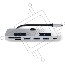 USB-концентратор Satechi Aluminum Type-C Clamp Hub Pro для new 2017 iMac и iMac Pro. Интерфейс USB-C. 3 разъема USB 3.0, 1 разъем USB-C, слоты для карты памяти SD, Micro SD. Цвет серебряный.