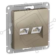 Розетка компьютерная двойная Schneider Electric AtlasDesign RJ45+RJ45, кат.5E, механизм ATN000585 Шампань