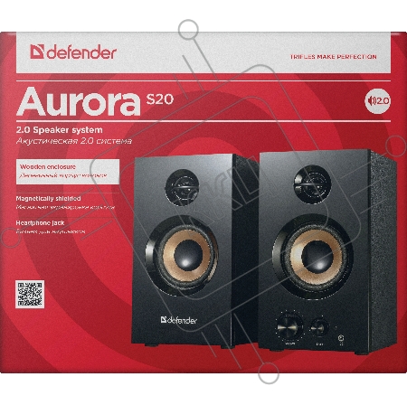 Колонки Defender AURORA S20 { 2x10 Вт RMS,20-20000 Гц, разъём для наушников } 65419