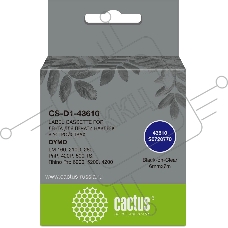 Картридж ленточный Cactus CS-D1-43610 6мм, черный шрифт, прозрачный фон, 7м для DYMO LM 160, 210D, 280, PnP, 420P, 500 TS; Rhino Pro 6000, 5200, 4200