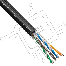 Кабель ExeGate UTP4-C5e-CCA-S24-SW-OUT-PE-BK-305 UTP 4 пары кат.5e CCA, 0.5мм (24AWG), внешн., с тросом, 305м, черн., PE