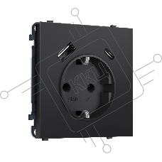 Комплект механизма электрической розетки SIGMA Черный матовый 2USB A+C 20W (быст. зар.) с/з с/ш 16A-250V QUANT PRO (SP8100, PR160)