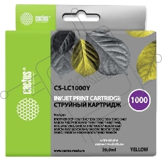 Картридж струйный Cactus CS-LC1000Y желтый (20 мл) для Brother DCP 130C/ 330С, MFC-240C/ 5460CN
