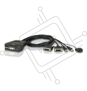 Переключатель KVM ATEN CS22D-AT 2-port, мини, USB, встроенные кабели 0,9м