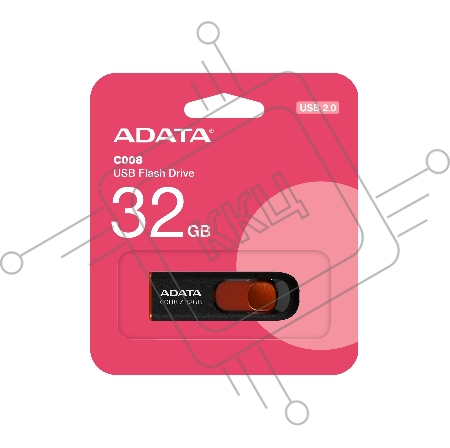 Флеш Диск ADATA Flash Drive 32Gb С008 AC008-32G-RKD {USB2.0, Black-Red}