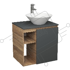 Тумба Bau Dream Blackwood 60 правая, графит, раковина BAU Dream D43, смеситель для раковины высокий Hotel Still, нержавеющая сталь