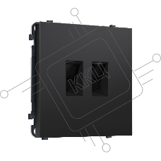 Комплект механизма компьютерной двойной розетки SIGMA Черный матовый RJ-45 (8P8C) CAT6 с/ш QUANT PRO (SP8121, PR189)