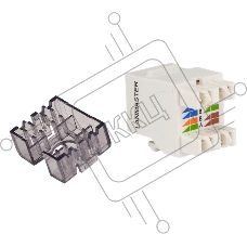Модуль Keystone, RJ45, неэкранированный, кат.6, со встроенной шторкой, 180 градусов, белый
