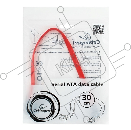 Кабель интерфейсный SATA Cablexpert CC-SATAM-DATA90-0.3M, 30см, угловой разъем, 7pin/7pin, защелка, пакет