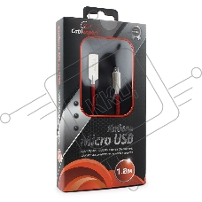 Кабель USB 2.0 Cablexpert CC-P-mUSB02R-1.8M, AM/microB, серия Platinum, длина 1.8м, красный, блистер