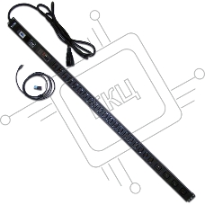 Вертикальный блок розеток, 4xC19+20xC13, 250V/32A, с мониторингом по RS-485, шнур 3 м, вилка IEC309