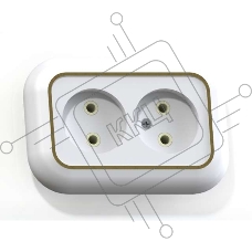Розетка 2-м СП Валентина 10А IP20 РС10-393 бел./зол. Кунцево 5450