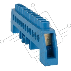 Шина нулевая в комбинированной изоляции OptiKit BB-F-N-DIN-12-8х12-синий