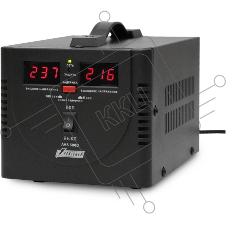 Стабилизатор напряжения Powerman AVS 500D Black (500ВА, 5А, КПД 98%, циф. индикация вх./вых. напряж.)