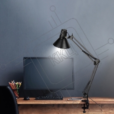 Светильник настольный Rexant Акцент на металлической стойке с винтовым зажимом, с цоколем Е27, 60 Вт, цвет антрацит Светильник настольный Rexant Акцент на металлической стойке с винтовым зажимом, с цоколем Е27, 60 Вт, цвет антрацит