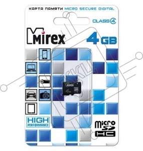 Флеш карта microSD 4GB Mirex microSDHC Class 4