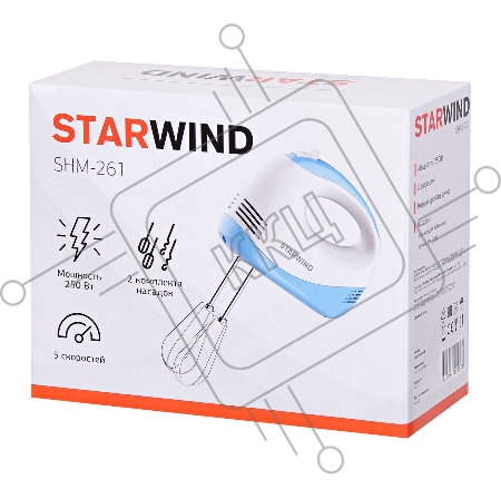 Миксер ручной Starwind SHM-261 250Вт белый/голубой