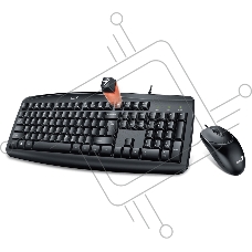 Комплект проводной Genius KM-200 / Оптическая мышь, 3 кнопки, 1000 DPI / Совместима с Windows 7, 8, 8.1, 10 / Mac. OS X 10.8 и позднее / Кабель 1.5м / Цвет : чёрный