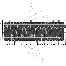 Клавиатура для ноутбука Lenovo IdeaPad B570 B580 V570 Z570 Z575 B590 черная с серой рамкой