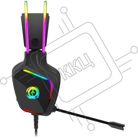 Гарнитура CANYON Darkless GH-9A, RGB gaming headset with Microphone, Microphone frequency response: 20HZ~20KHZ, ABS+ PU leather, USB*1*3.5MM jack plug, 2.0M PVC cable, weight:280g, black