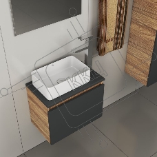 Комплект для ванной, 4 предмета (тумба Bau 50, графит + раковина BAU Hotel mini 37х23 + смеситель Hotel Still, выпуск клик-клак, хром)