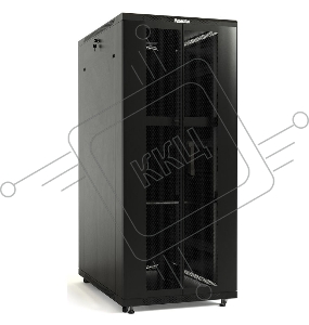 Шкаф серверный Hyperline (TTB-3266-AS-RAL9004) напольный 32U 600x600мм пер.дв.стекл задн.дв.спл.стал.лист 2 бок.пан. 800кг черный 510мм IP20 сталь