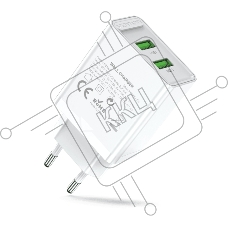 Сетевое зарядное устройство Vention на 2 порта USB (A+A) QC 3.0 белый