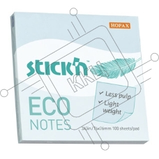 Блок самоклеящийся бумажный Stick`n ECO 21747 76x76мм 100лист. 60г/м2 пастель голубой