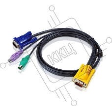 Кабель ATEN KVM Cable 2L-5206P -Кабель для KVM: 2*PS/2(m)+DB15(m) (PC) -на- SPHD15(m) (KVM), 6м