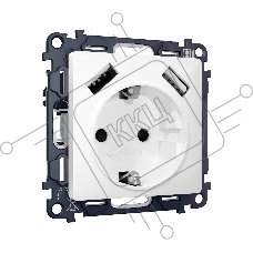 Комплект механизма электрической розетки ALFA Белый глянец 2USB A+A 18W (быстрая зарядка) с/з QUANT (AP1090, VM155) MA109010