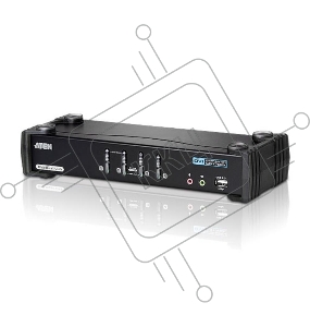 Переключатель KVM ATEN CS1784A-AT-G KVM+Audio+USB 2.0, 1 user USB+DVI => 4 cpu USB+DVI, со шнурами USB 4х1.8м., 2560x1600 60Hz DVI-D Dual Link/2048x