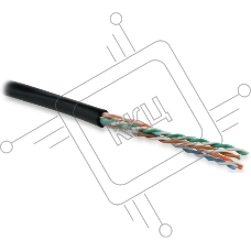 Кабель информационный Hyperline UUTP4R-C5E-S24-OUT-PE-BK-500 кат.5E UTP 4 пары 24AWG PE внешний 500м черный