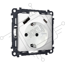 Комплект механизма электрической розетки ALFA Белый глянец 2USB A+C 20W (быстрая зарядка) с/з QUANT (AP1100, VM160) MA110010