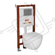 Комплект BAU 6 в 1: инсталляция BAU PRO, унитаз подвесной безободковый торнадо обратного потока Bau Dream 52х36 Hurricane-2, сиденье дюропласт микролифт, кнопка смыва Gun Grey, темно-серый металлик