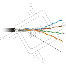 Кабель информационный Hyperline FUTP4R-C5E-S24-OUT-PE-BK-500 кат.5E FTP 4 пары 24AWG PE внешний 500м черный