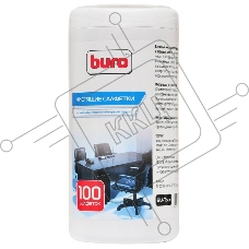 Салфетки Buro BU-Tsurl, 100 шт. для пластиковых поверхностей и офисной мебели туба 100шт влажных
