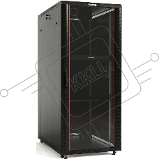 Шкаф коммутационный Hyperline (TTBR-2268-AS-RAL9004) напольный 22U 600x800мм пер.дв.стекл задн.дв.спл.стал.лист 2 бок.пан. 800кг черный 710мм 75.1кг 1166мм IP20 сталь